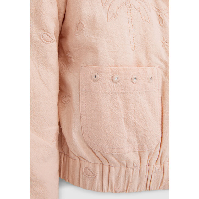 IKKS GIRLS’ POWDER PINK JACKET WITH BOHO EMBROIDERY