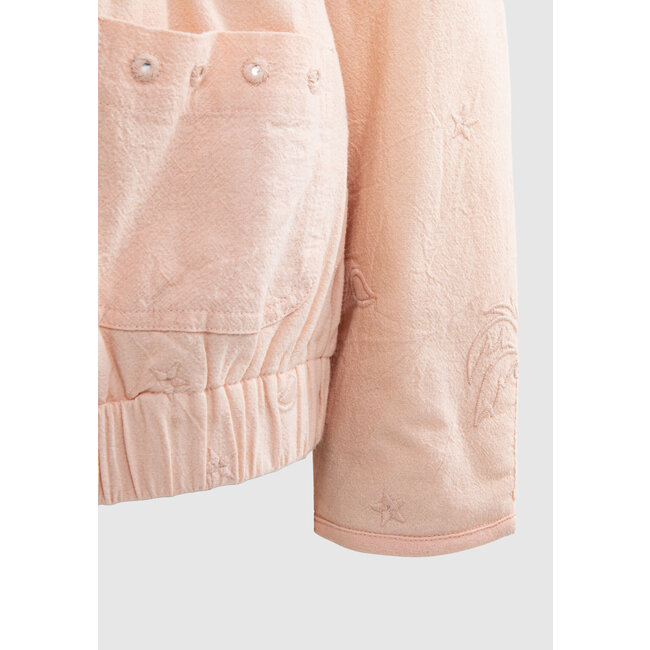 IKKS GIRLS’ POWDER PINK JACKET WITH BOHO EMBROIDERY