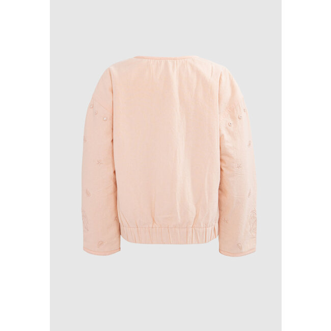 IKKS GIRLS’ POWDER PINK JACKET WITH BOHO EMBROIDERY