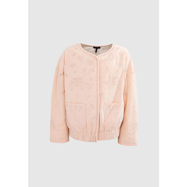 IKKS GIRLS’ POWDER PINK JACKET WITH BOHO EMBROIDERY