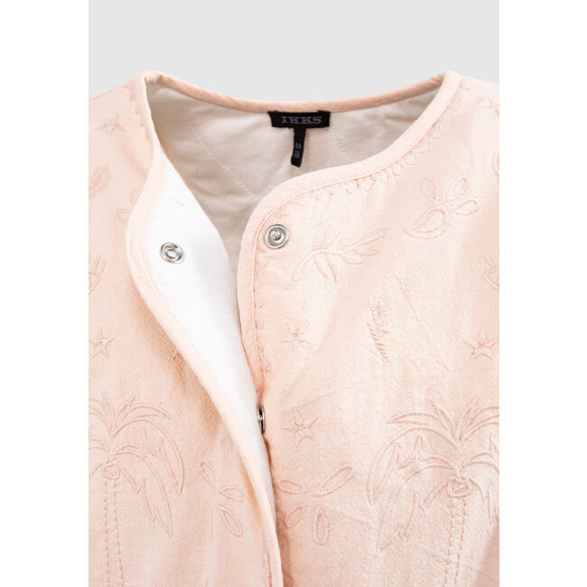 IKKS GIRLS’ POWDER PINK JACKET WITH BOHO EMBROIDERY