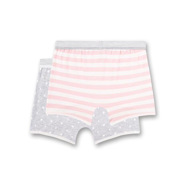 SANETTA Girls shorts (double pack) Gray melange dots all-over and pink stripes