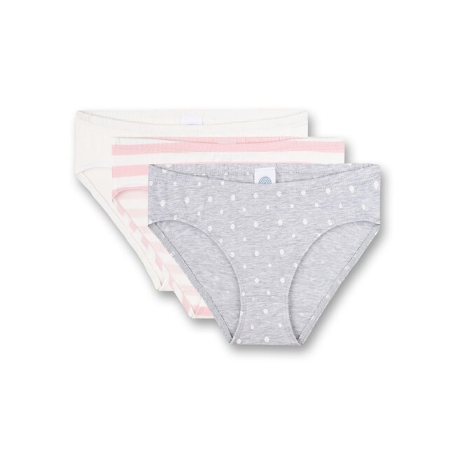 SANETTA Girls' Rioslip (pack of three) dots-allover pink-ringed and white