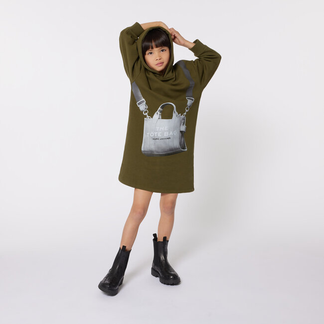 THE MARC JACOBS GIRL GREEN HOODIE SNAPSHOT DRESS