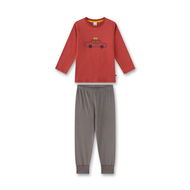 SANETTA BOY red spice Pyjama long, uni w.motif