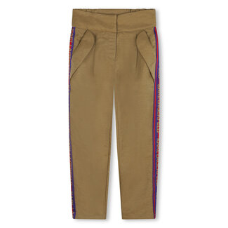 KARL LAGERFELD GIRL CAMEL TROUSER WITH STRIPED BRAID AND SIDE LOGO
