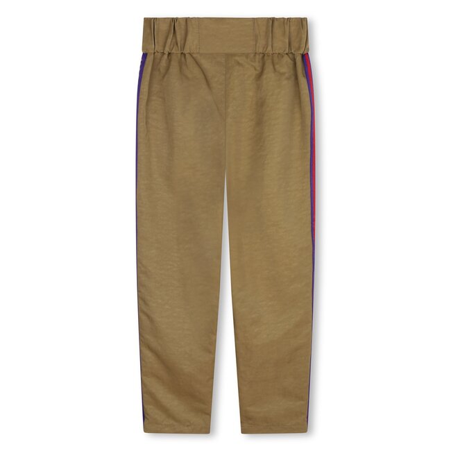 KARL LAGERFELD GIRL CAMEL TROUSER WITH STRIPED BRAID AND SIDE LOGO