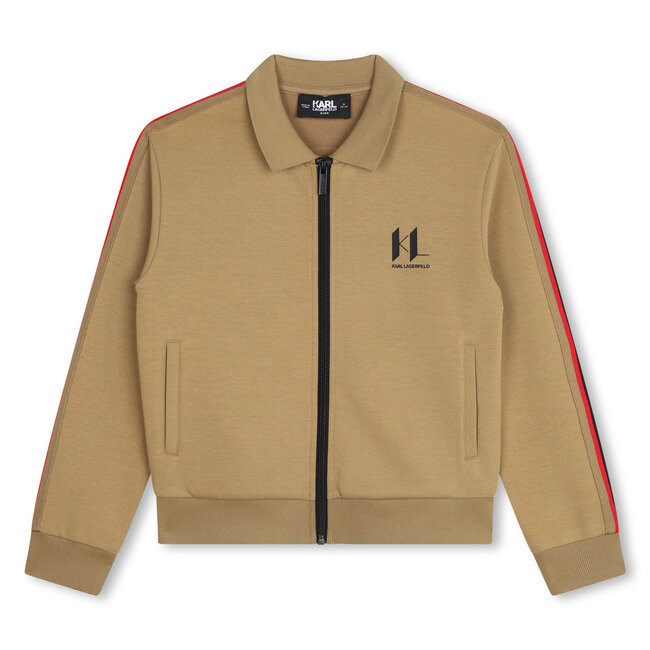 KARL LAGERFELD BOY CAMEL JOGGING CARDIGAN WITH COLORFUL BRAIDS