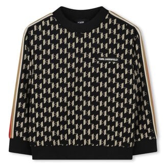 KARL LAGERFELD BOY NOIR BEIGE SWEATSHIRT WITH KL MONOGRAM PRINT