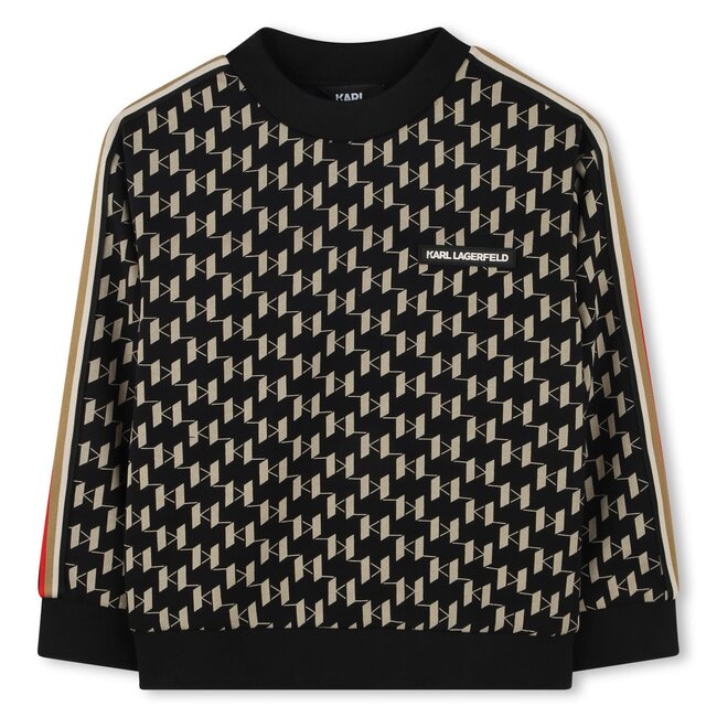 KARL LAGERFELD BOY NOIR BEIGE SWEATSHIRT WITH KL MONOGRAM PRINT