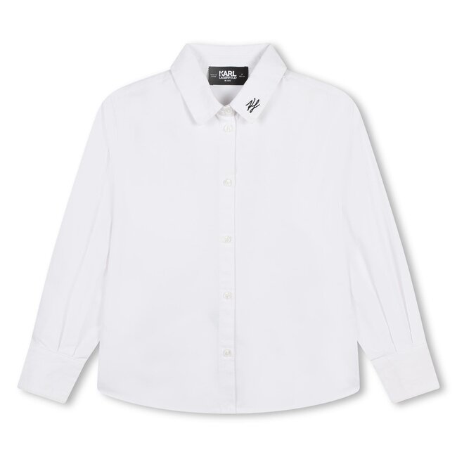 KARL LAGERFELD GIRL BLANC "MINI ME" SHIRT WITH BACK SIGNATURE DETAIL