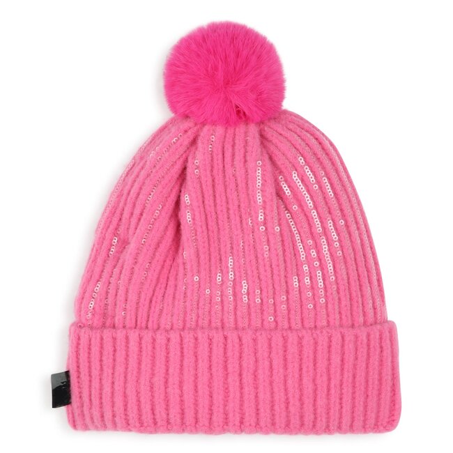 KARL LAGERFELD GIRL PRIMEROSE POM POM BEANIE KNIT WITH SEQUINS