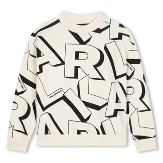 KARL LAGERFELD BOY CHALK SWEATSHIRT WITH KARL ALLOVER PRINT