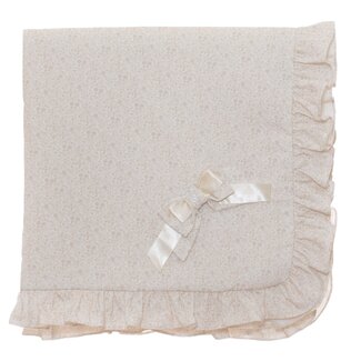 PATACHOU BLANKET NEWBORN WHITE - BEIGE FLOWERS F24-1