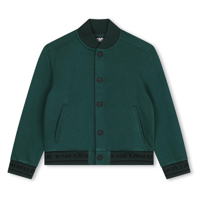 KARL LAGERFELD BOY TEDDY STYLE JOGGING CARDIGAN WITH BACK LOGO