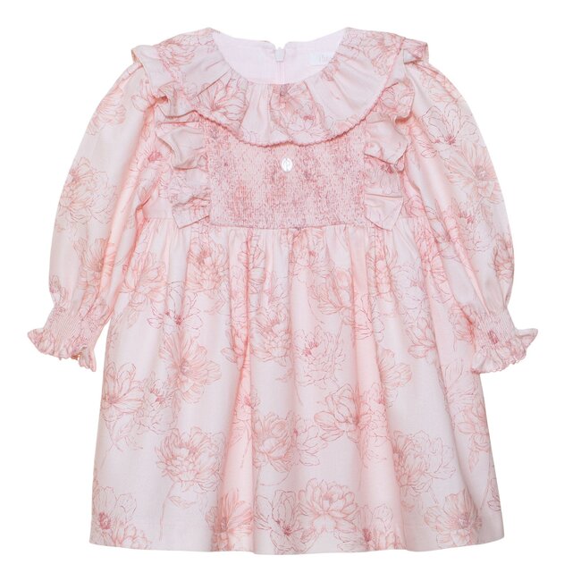 PATACHOU DRESS MINI GIRL PALE PINK -BEIGE PEONIES F24-9