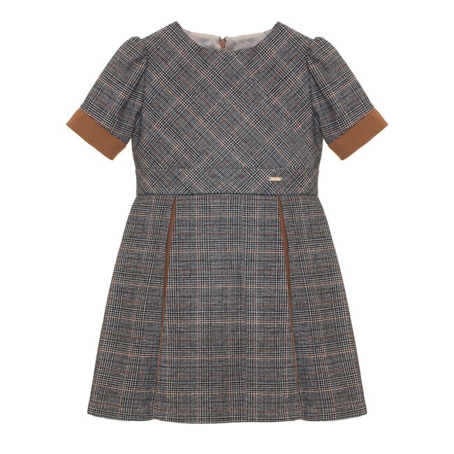 PATACHOU DRESS KIDS GIRL CAMEL - CAMEL PLAID F24-78