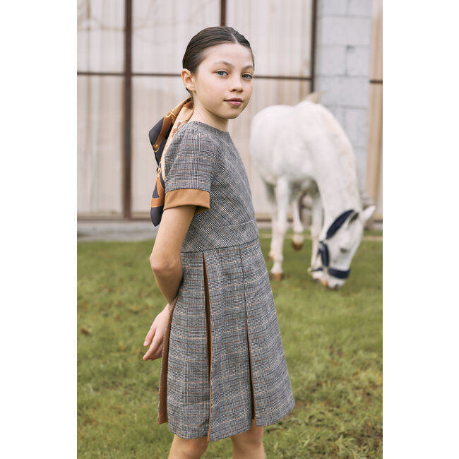 PATACHOU DRESS KIDS GIRL CAMEL - CAMEL PLAID F24-78