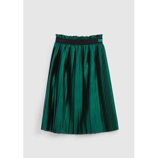 IKKS Girl's green satin pleated midi skirt