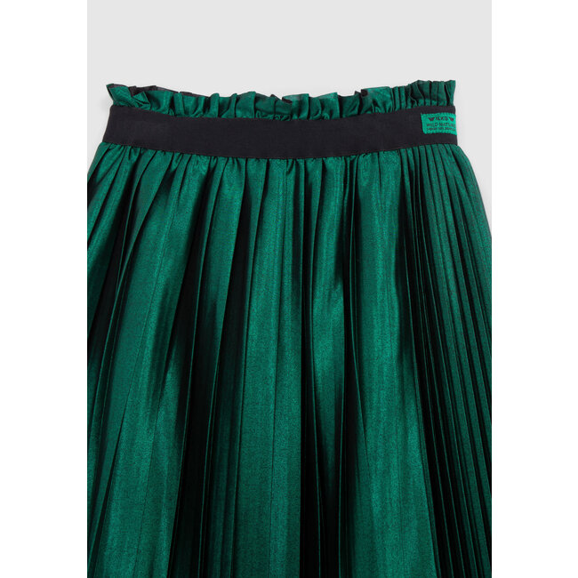 IKKS Girl's green satin pleated midi skirt