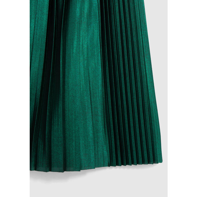 IKKS Girl's green satin pleated midi skirt
