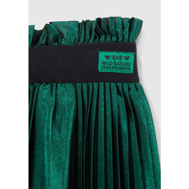 IKKS Girl's green satin pleated midi skirt