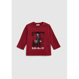 IKKS Baby boy burgundy visual t-shirt cat rocker