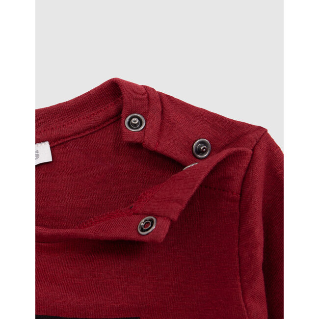 IKKS Baby boy burgundy visual t-shirt cat rocker