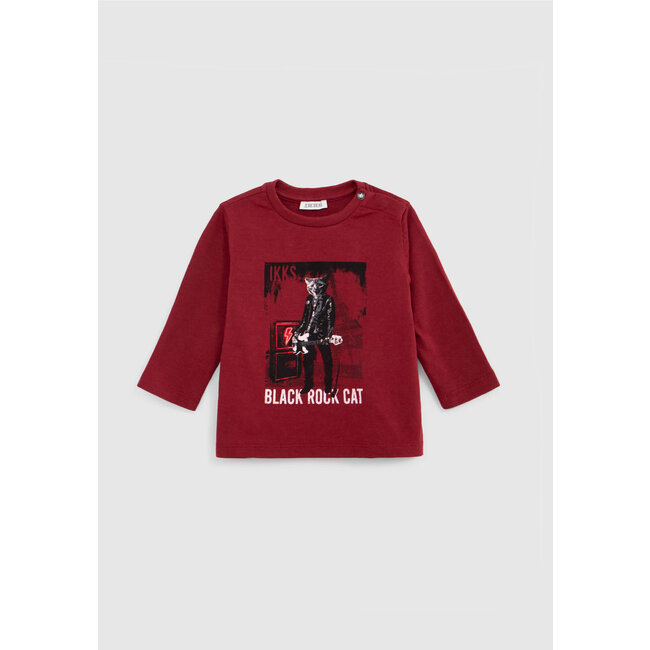 IKKS Baby boy burgundy visual t-shirt cat rocker