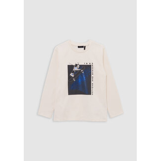 IKKS T-shirt ecru organic cotton visual skater millar blue boy