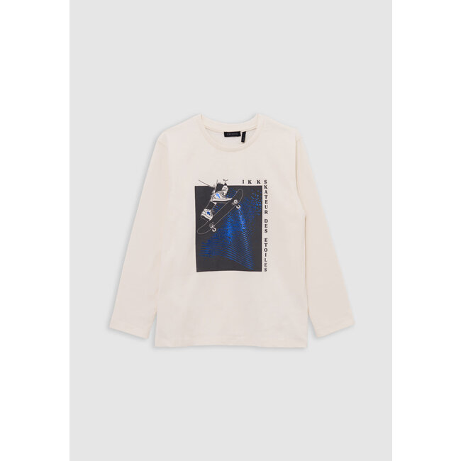 IKKS T-shirt ecru organic cotton visual skater millar blue boy