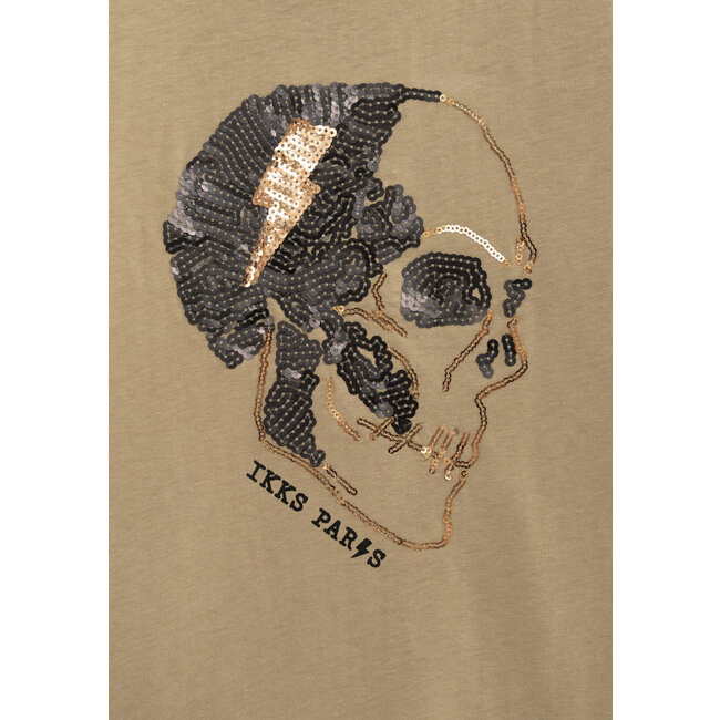 IKKS Boy's camel organic cotton skull and crossbones T-shirt