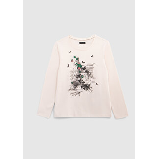 IKKS Girl's ecru organic cotton embroidered flowers T-shirt