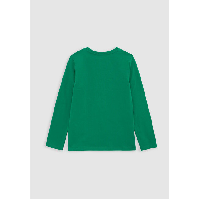 IKKS Girl's green multi-material herringbone T-shirt