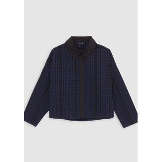 IKKS Girl's navy check cropped shirt