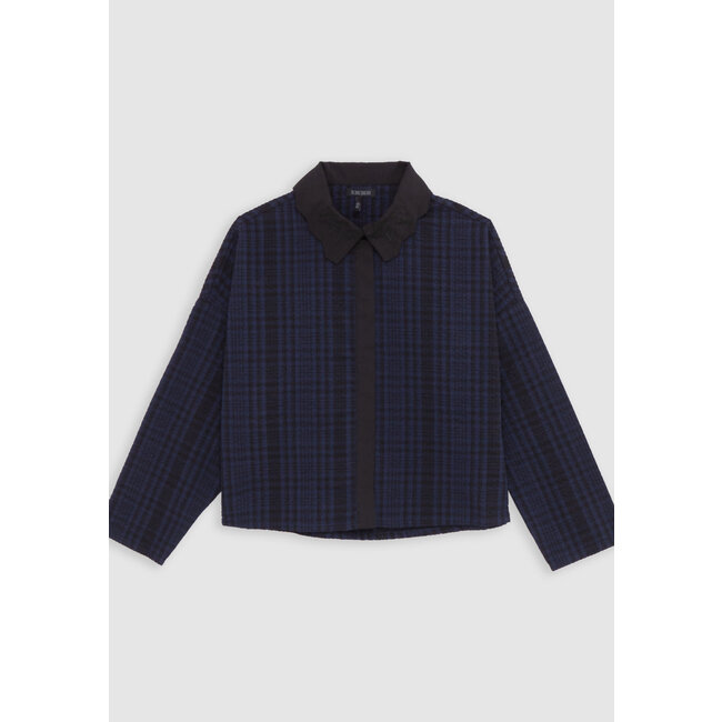 IKKS Girl's navy check cropped shirt