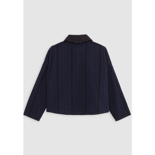 IKKS Girl's navy check cropped shirt