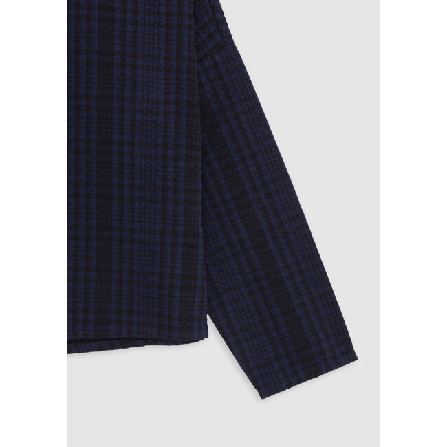 IKKS Girl's navy check cropped shirt