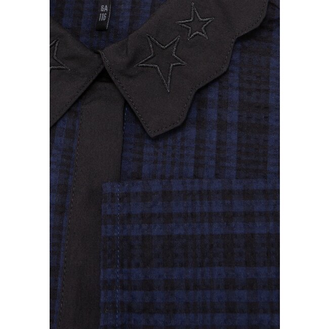 IKKS Girl's navy check cropped shirt