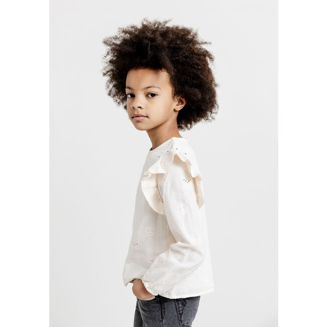 IKKS Blouse ecru broderie anglaise motifs army fille