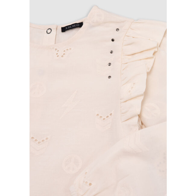 IKKS Blouse ecru broderie anglaise motifs army fille