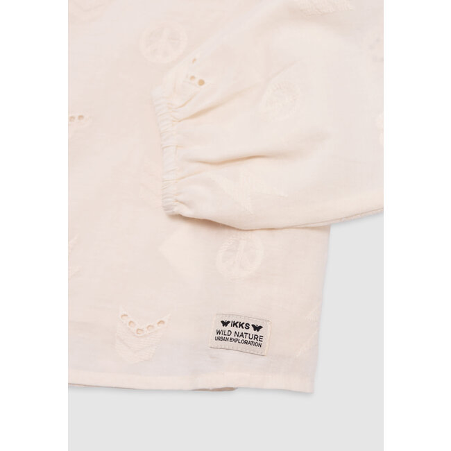 IKKS Blouse ecru broderie anglaise motifs army fille