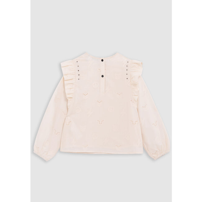 IKKS Blouse ecru broderie anglaise motifs army fille