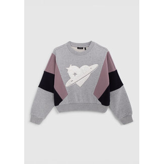 IKKS Girl's grey heart-planet maxi sweatshirt