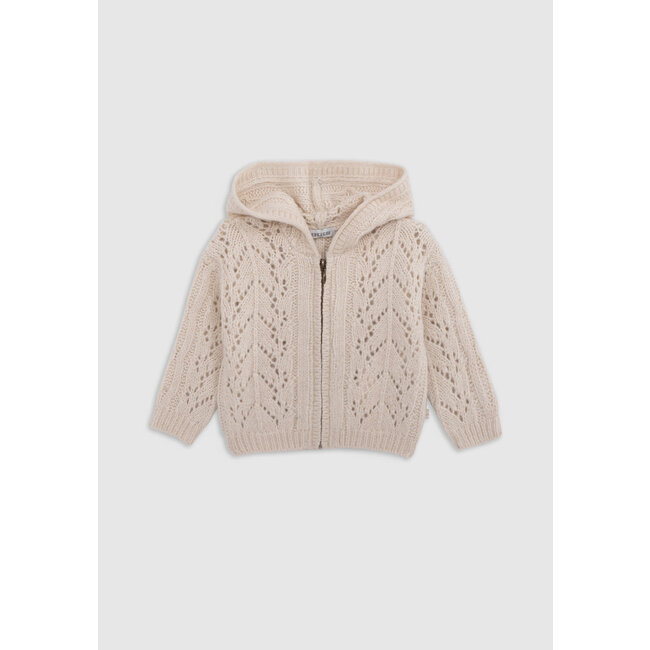IKKS Beige zip-up cardigan, openwork knit, baby girl