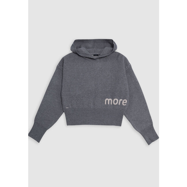 IKKS Girl's Intarsia message grey knitted hoodie