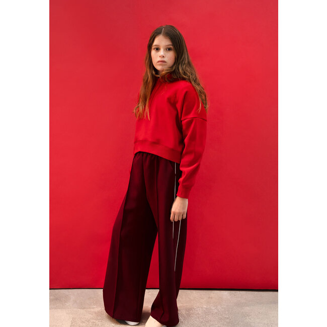 IKKS Wide-leg burgundy pants with ecru bias on girls' sides