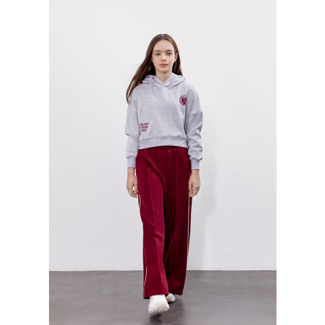 IKKS Wide-leg burgundy pants with ecru bias on girls' sides