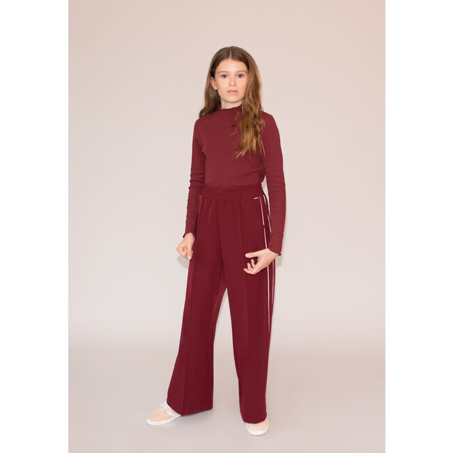 IKKS Wide-leg burgundy pants with ecru bias on girls' sides