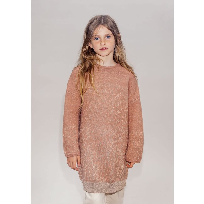 IKKS Girl's pink jacquard lurex sweater dress